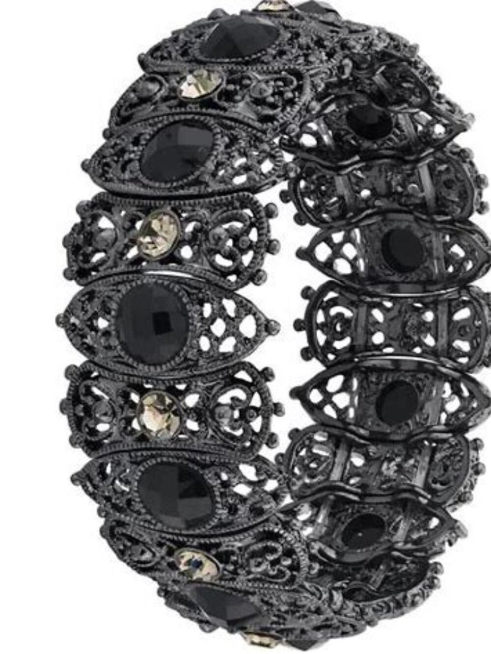 2028 Black-Tone Stretch Medieval Look Bracelet